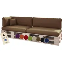 Sunnypillow Palettenkissen für Palettenmöbel - 6er Set - Palettenauflage für Palettensofa für Haus Garten - Palettenpolster mit abnehmbarem Bezug für Europaletten - Rückenkissen & Sitzkissen Braun