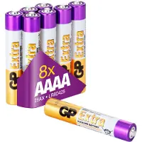 GP Extra Alkaline Batterien AAAA (Mini / LR61) Spannung 1,5V, ideal z.B. für Stylus Pens, medizinische Geräte und Stirnlampen etc. (Pack mit 8 Stück)