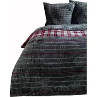 Cofi1453® Kuschelige Plüschbettwäsche mit Reißverschluss, warmhaltend & wendbar in Anthrazit/Bordeaux 200x200 cm