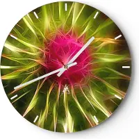 ARTTOR Wanduhr - Rund - Glasuhr - Grafik Blume Pflanze Licht leuchten - 30x30cm - Schleichendes Uhrwerk - Lautlos - zum Aufhängen bereit - Dekoration Modern - Wanddekoration aus Glas - C3AR30x30-0329
