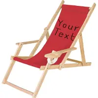 Ferocity Holz Liegestuhl Klappbar Klappliegestuhl mit Armlehne und Getränkehalter Strandstuhl Motiv Bedrucken Rot Dein Text [119]