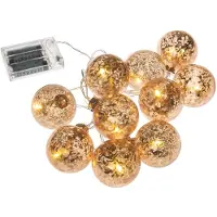 Idena Kugellichterkette champagner 10 LED, batteriebetrieben