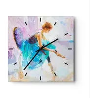ARTTOR Wanduhr - Quadrat - Glasuhr - Balletttänzer tanzen - 30x30cm - Schleichendes Uhrwerk - Lautlos - zum Aufhängen bereit - Dekoration Modern - Wanddekoration aus Glas - C3AC30x30-3766