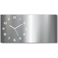 Tulup Wanduhr aus Glas – 60x30 cm - Glasbild - Glasuhr - Gehärtetes Glas - weisse-zeiger - Metall-Hintergrund