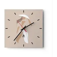 ARTTOR Wanduhr - Quadrat - Glasuhr - Minimalismus Frau Buntstift - 30x30cm - Schleichendes Uhrwerk - Lautlos - zum Aufhängen bereit - Dekoration Modern - Wanddekoration aus Glas - C3AC30x30-4603