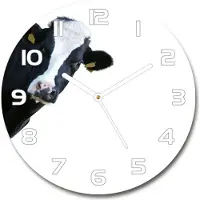 Tulup Wanduhr aus Glas 30fi Glasbild Glasuhr Gehärtetes Glas - weisse-zeiger - Cow