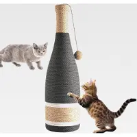 Markenlos Katzenkratzer für Katzen im Innenbereich, Katzenkratzer Post | Kratzpost von hoher Katze mit interaktivem Ball | Weinflaschen-Design, moderne Ästhetik, Möbel