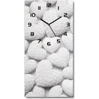 Tulup Wanduhr aus Glas – 30x60 cm - Glasbild - Glasuhr - Gehärtetes Glas -Weißer Hintergrund mit Herzen