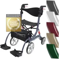 Bescomedical 2 in 1 Rollator-Rollstuhl SPRING VARIO - Leichtgewicht Rollator mit Rollstuhlfunktion & Komfort-Federung - Modell L Graphitgrau -