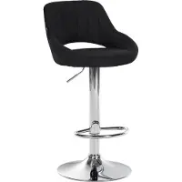 DELUKE Barhocker SEGAD - Stoff Schwarz 46.5x48x85 cm Silber | Barstuhl Mit Lehne Tresenhocker Tresenstuhl Kneipenhocker Kneipenstuhl