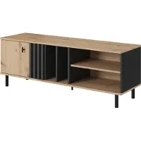 Masseno TV-Schrank MADDALENA 138,1 cm Fernsehschrank und 1 Türen TV-Lowboard für Wohnzimmer Modern 138,1x40x49,2 cm Anthrazit / Eiche Artisan