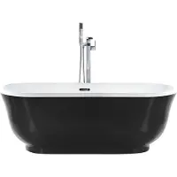 Beliani Badewanne Schwarz 170 x 77 cm Acryl Freistehend Römischer Stil