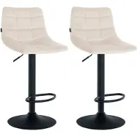 CLP 2er Set Barhocker Jerry Samt schwarz creme