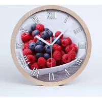 Tulup Holzuhr 25fi cm wanduhr - weiße Spitzen - Himbeeren und Heidelbeeren