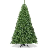 KOMFOTTEU Künstlicher Weihnachtsbaum 150/180/210/230/270 cm aus PVC, automatischer Öffnungs-Weihnachtsbaum mit Regenschirm, mit Sockel, Weihnachtsbaum für den Außenbereich (230 cm, Grün II)