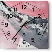 ARTTOR Wanduhr - Quadrat - Glasuhr - Rosa Grau Farbe - 40x40cm - Schleichendes Uhrwerk - Lautlos - zum Aufhängen bereit - Dekoration Modern - Wanddekoration aus Glas - C4AC40x40-4982