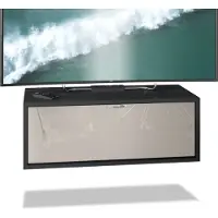 Vladon TV Board Lana 80 Hängeschrank Lowboard 80 x 29 x 37 cm, Germany, Korpus in Schwarz matt, Fronten in Sandgrau Hochglanz | Große Farbauswahl