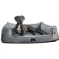 Tierlando Orthopädisches Hundebett FRANKLIN Kuscheliger Teddy-Stoff - Hundesofa - Größe: 160x110 cm | Farbe: 02 Graphit