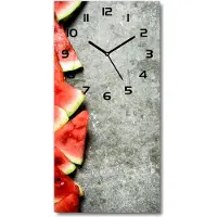 Tulup Wanduhr aus Glas – 30x60 cm - Glasbild - Glasuhr - Gehärtetes Glas -Wassermelone