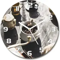 Tulup Wanduhr aus Glas 30fi Glasbild Glasuhr Gehärtetes Glas - weisse-zeiger - Coffee grinder