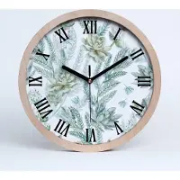 Tulup Holzuhr 25fi cm wanduhr - schwarze Spitzen - Blüten und Blätter