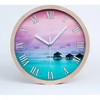 Tulup Holzuhr 20fi cm wanduhr - weiße Spitzen - Wasser-Bungalow