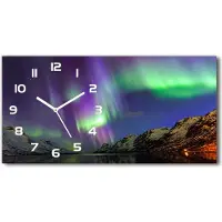 Tulup Wanduhr aus Glas – 60x30 cm - Glasbild - Glasuhr - Gehärtetes Glas - weisse-zeiger - Nordlicht
