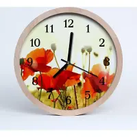 Tulup Holzuhr 30fi cm wanduhr - Mohnblumen