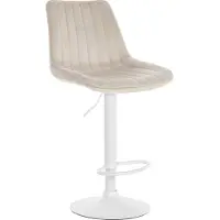 DELUKE Barhocker RIO - Creme, Samt, Weiß | Barhocker mit Lehne Barstuhl Tresenhocker Tresenstuhl Kneipenhocker Kneipenstuhl