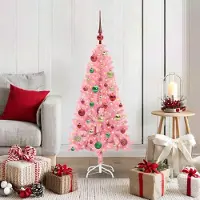 vidaXL "Schlussverkauf" Weihnachtsbaum(1 pc) - Kunstbaum/Tannenbaum - mit 150 LEDs mit Ständer Rosa 120 cm PVC C7670