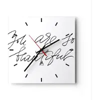 ARTTOR Wanduhr - Quadrat - Glasuhr - Du bist so wunderschön - 30x30cm - Schleichendes Uhrwerk - Lautlos - zum Aufhängen bereit - Dekoration Modern - Wanddekoration aus Glas - C3AC30x30-4609