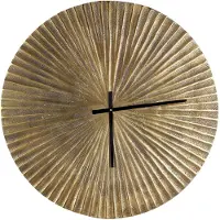 Beliani Wanduhr Messingfarben aus Aluminium ø 59 cm Schwarze Zeiger Ohne Ziffern Wohnaccessoires Dekoration für Wohnzimmer Schlafzimmer Küche