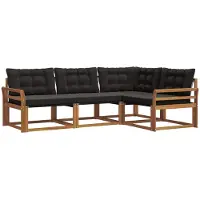 vidaXL Outdoor-Sofagarnitur 4 Stk. Natürlich und Schwarz