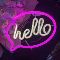 ROSNEK Hello Leuchtreklame LED Neonlicht USB Batteriebetrieben Nachtlicht für Wand Zimmer Spielzimmer Bar Party Dekoration