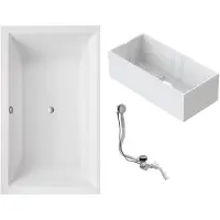 Schulte Badewanne 190x120 cm Komplettset mit Wannenträger und Ab- und Überlauf, Rechteckbadewanne Mare weiß aus Acryl