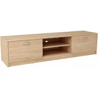Matkam Fernsehkommode 2DC H 36 x B 160 x T 41 cm, TV Lowboard, TV Unterteil, Fernsehtisch, zwei Ablagen mit Türen links und rechts (Sonoma Eiche)