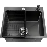 OEM Edelstahlspüle, geräumige Einzelbecken, benutzerfreundliches Design, schwarz