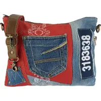 Sunsa Damen Tasche Umhängetasche Handtasche, kleine nachhaltige Bag aus recycelter Jeans und Canvas, Vintage Design Teenager Taschen praktische