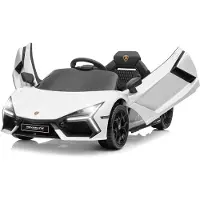 FCH Lamborghini Revuelto, 12V Kinder-Elektroauto mit 2.4GHz Fernbedienung, drei Geschwindigkeitsstufen, Weiß