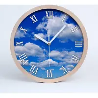 Tulup Holzuhr 20fi cm wanduhr - weiße Spitzen - Wolken im Himmel