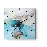 ARTTOR Wanduhr - Quadrat - Glasuhr - Marmor Modern Blau - 30x30cm - Schleichendes Uhrwerk - Lautlos - zum Aufhängen bereit - Dekoration Modern - Wanddekoration aus Glas - C3AC30x30-4792