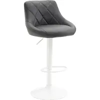 DELUKE Barhocker FALON - Kunstleder Grau 46x49x83 cm Weiß | Barstuhl Mit Lehne Drehbar Tresenhocker Tresenstuhl Kneipenhocker Kneipenstuhl