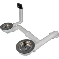 Tecuro Doppel-Spülen-Siebkorbventil Ø 114 mm (3 1/2 Zoll) mit Überlauf 38x64 mm