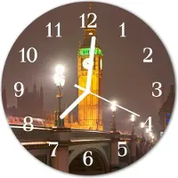 Tulup Glasuhr Wanduhr Küchenuhr Echt-Glas 30fi cm Big Ben mehrfarbig