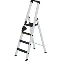 MUNK Günzburger Steigtechnik Stufen-Stehleiter 250 kg einseitig begehbar mit clip-step R13 4 Stufen - 042704