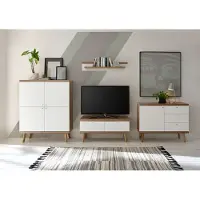IMV Wohnwand Merle 321cm eiche riviera / weiß matt Wohnzimmer Anbauwand