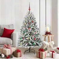 vidaXL "Schlussverkauf" Künstlicher Weihnachtsbaum - Tannenbaum - Kunstbaum moderne - Grün und Weiß 150 cm PVC und Metall C12988