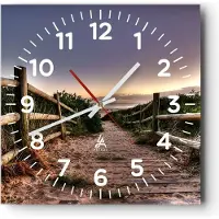 ARTTOR Wanduhr - Quadrat - Glasuhr - Pfad Landschaft Himmel - 30x30cm - Schleichendes Uhrwerk - Lautlos - zum Aufhängen bereit - Dekoration Modern - Wanddekoration aus Glas - C4AC30x30-0143