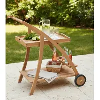 Teakea Servierwagen Teakholz 56x78x85 cm, Garten Trolley auf Rollen massiv