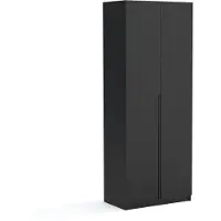 Brent Kleiderschrank Pablo 90 cm, schwarz mit Einlegeplatten, Drehtürenschrank, Farbauswahl, 90x54x234 cm 2-türig